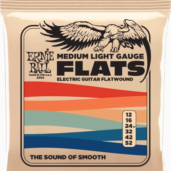 Ernie Ball Flatwound Medium Light Strings EB2582 - elektrinės gitaros stygos 12-52