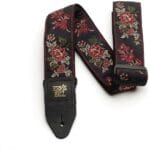 Ernie Ball Red Rose Jacquard EB-4142 - gitaros diržas su odiniais galais