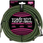 Ernie Ball Pintas EB-6077 - instrumentų kabelis 3m juodas/žalias