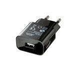 Universalus USB Jungiklio Adapteris į Sieninį Lizdą (EU), 1000mA, Juodas – Telefonams ir Įrenginiams