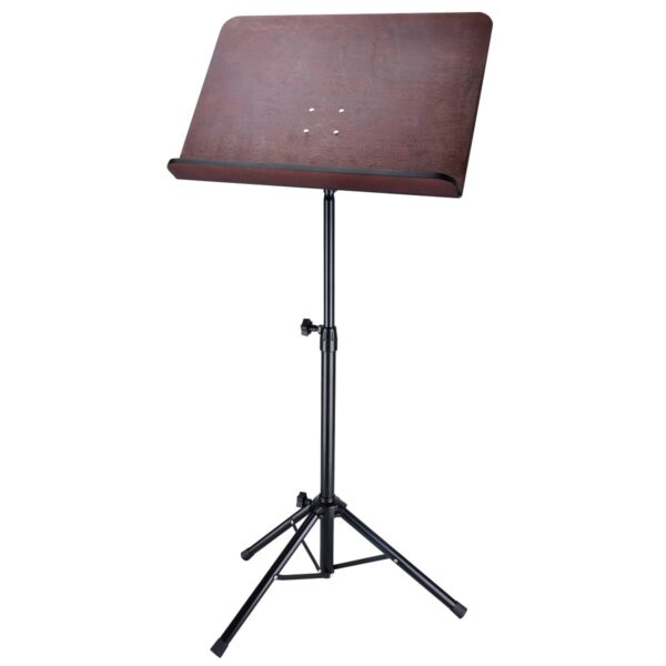 Orchestra music stand with removable wood plate and nylon bag