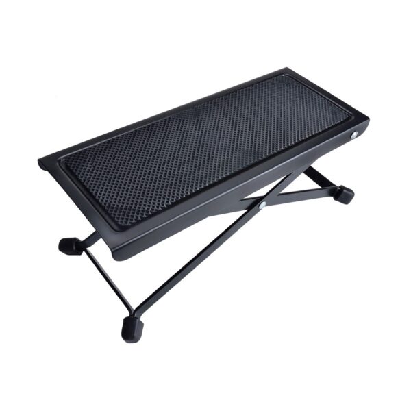 Adjustable guitar players footrest with anti-slip board