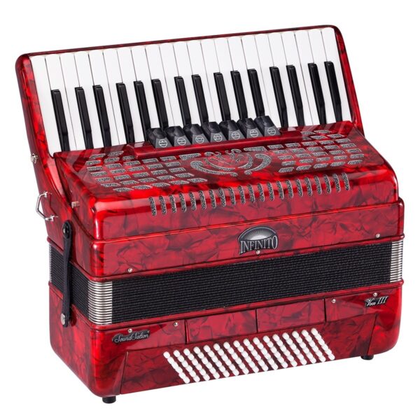 96 basses key accordion red perloid (SOUNDSATION VOCE III 3796-RD)