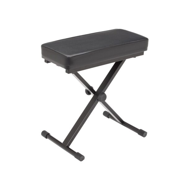 Metal keyboard bench with quick setting mechanism and extra padded seat