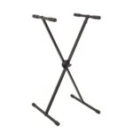Viengubas klaviatūros stovas KS-15U, lengvai reguliuojamas, Juodas (20 kg)
