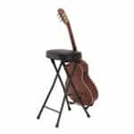 Guitarist stool with integrated guitar stand