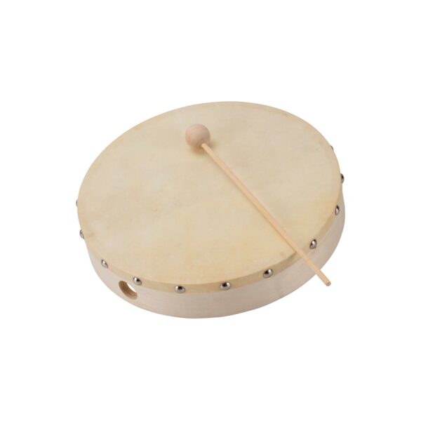 "6"" maple tambourine with beater and natural skin head"