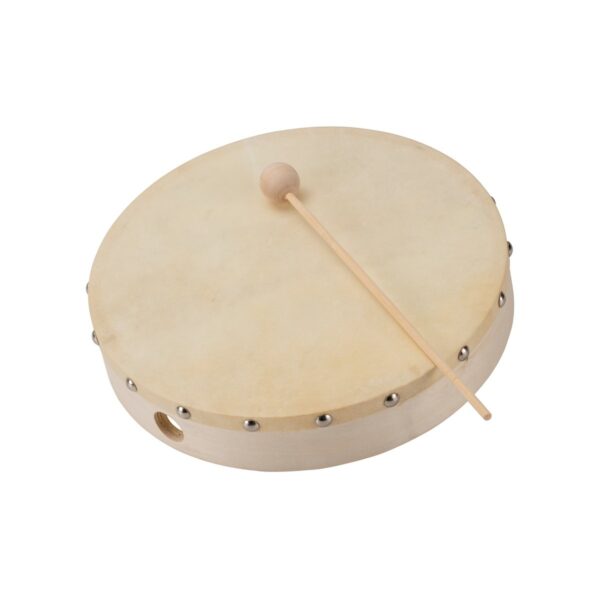 "8"" maple tambourine with beater and natural skin head"