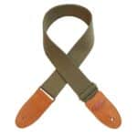 Medvilninis gitaros/boso dirželis su tikra zomšos oda, karinė žalia