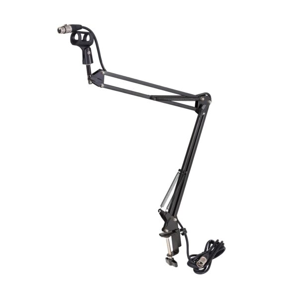 Stalinis mikrofono laikiklis su 4m XLR kabeliu, Juodas, 3/8” sriegis