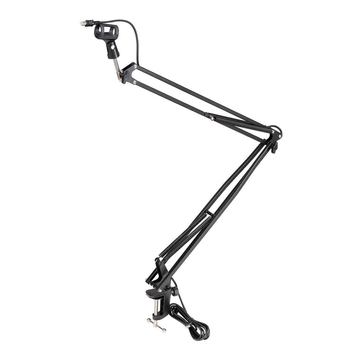 E571E_001 Stalinis mikrofono laikiklis su 4m USB kabeliu, Juodas, 5/8” sriegis - Image 1