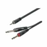 Y-Adapter cable 3.5mm Jack male STEREO - 2x6.3mm Jack male MONO / 1.5mt