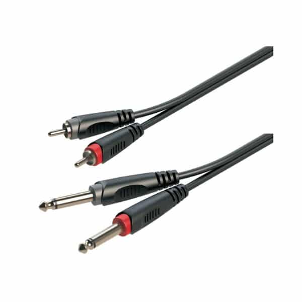 Adapter cable 2x6.3mm Jack male STEREO - 2xRCA male / 1.5mt