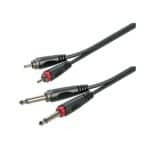 Adapter cable 2x6.3mm Jack male STEREO - 2xRCA male / 3mt
