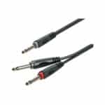 Y-Adapter cable 6.3mm Jack male STEREO - 2x6.3mm Jack male MONO / 1.5mt