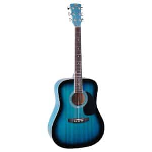 Dreadnought akustinė gitara su eglės viršumi, mėlynas saulėlydis