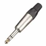 Metalinis jungiklis 6.3mm jack STEREO, nikelio spalvos (25 vnt. dėžutėje) SJ02S-B