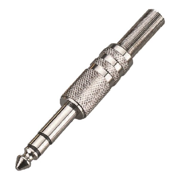 Metalinis jungiklis 6.3mm jack STEREO, nikelio spalvos (25 vnt. dėžutėje) SJ011S-B