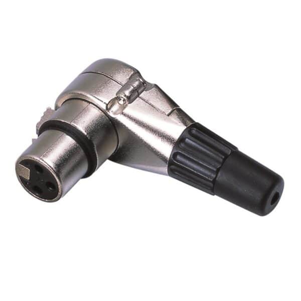 Metal angled connector XLR 3P female (25 pcs box)