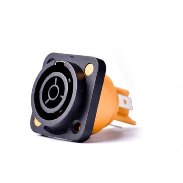 Powercon Thru lizdas Helvia Juodas, bronziniai kontaktai IP65