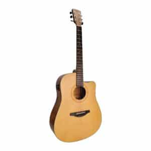 Dreadnought Cutaway Acoustic guitar featuring solid spruce top, engraved rosette and preamp