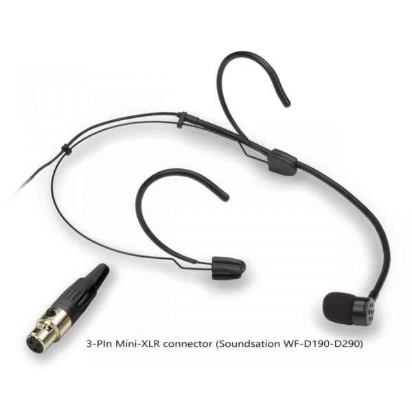 Cardioid Headset Mic., 3-Pin Mini-XLR, Black (for Soundsation WF-D190-D290)