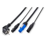 Audio signalų ir elektros energijos kombinacijos kabelis aktyviems garsiakalbiams 3x2.5mm² - 2x0.22mm², 5mt Juodas