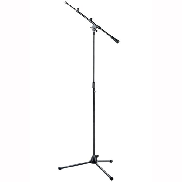 Microphone boom stand with tripod base and metal joints