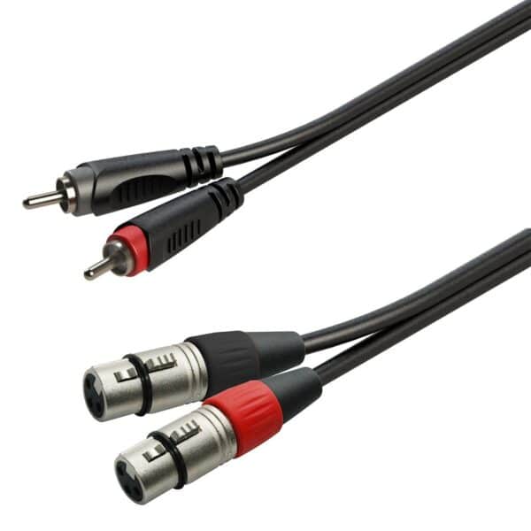 Adapterio Kabelis 2xRCA Male į 2xXLR Male 6m – Neekranuotas, Juodas, OFC Varis