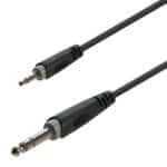 Adapter cable 3.5mm Jack male STEREO - 6.3mm Jack male STEREO / 1.5mt