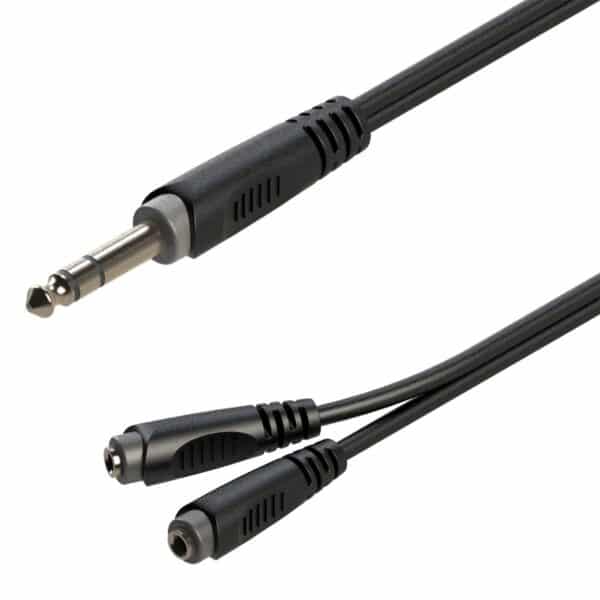 Y-adapter cable 6.3mm Jack male STEREO - 2x3.5mm Jack female STEREO / 0.2mt
