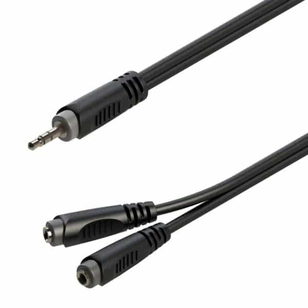 Y-adapter cable 3.5mm Jack male STEREO - 2x3.5mm Jack female STEREO / 0.2mt