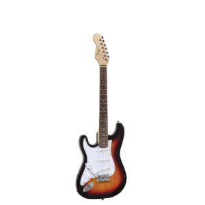Kairiarankė dviguba išpjova elektrinė gitara su 3 viengubais pikapais 3T Sunburst