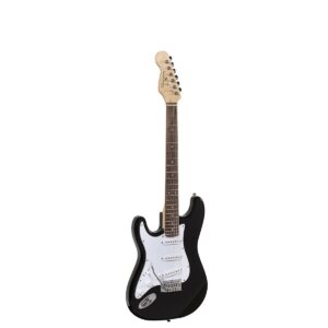 Kairiarankė dviguba išpjova elektrinė gitara su 3 viengubais pikapais Juoda