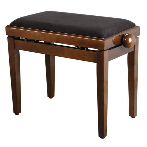 Reguliuojamas blizgus riešutmedžio pianino suolas su rudais elementais (SOUNDSATION SBH-103V-WA)