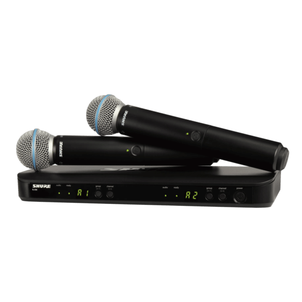 Shure BLX288E/B58-K14 dviguba belaide mikrofono sistema su rankiniais mikrofonais