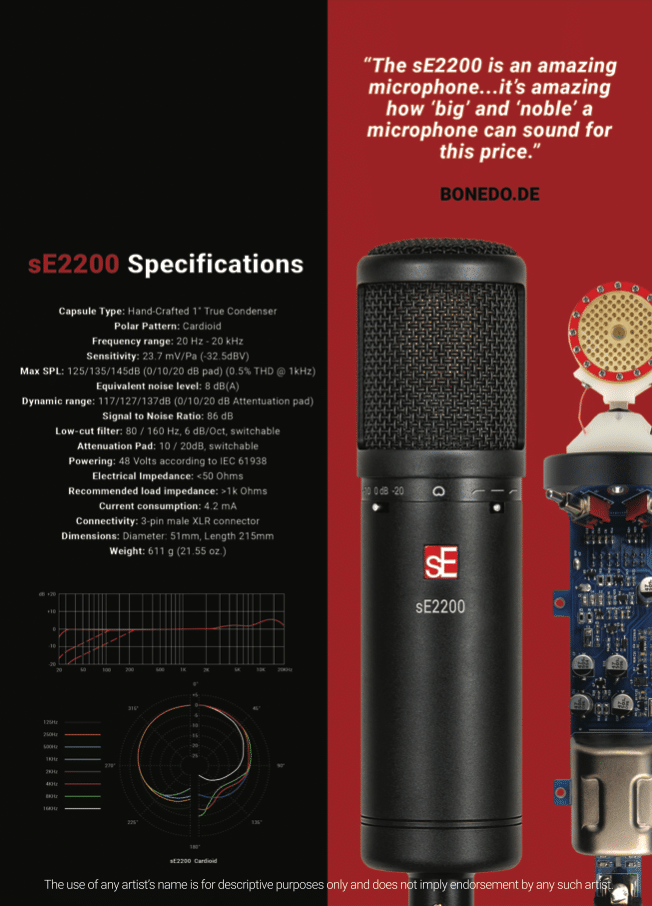 sE Electronics 2200 specifications