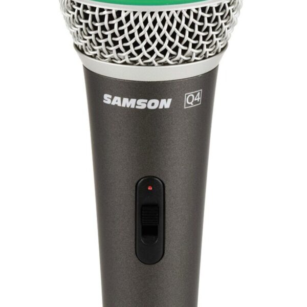 Samson Q4 Dinaminis Mikrofonas su Superkardioidiniu Paėmimu, XLR Kabeliu ir Laikikliu