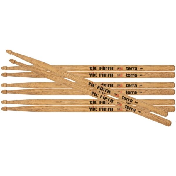Vic Firth 5BT Terra Series Būgnų Lazdelės - Great Value Pack, Wood Tip, Hickory