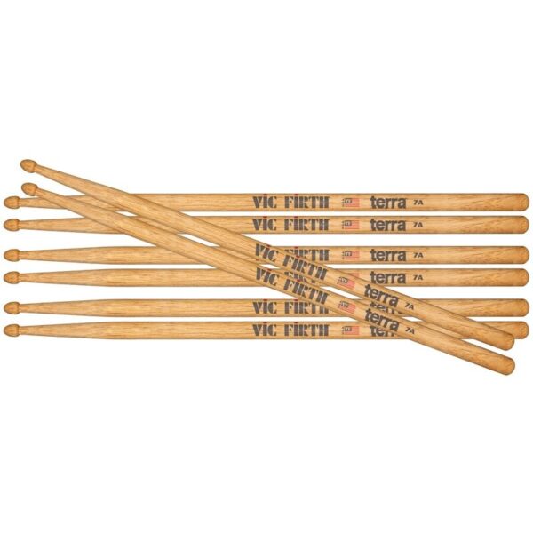 Vic Firth 7AT Terra Series Būgnų Lazdelės - 4 Pora, Medinė Galvutė, Hikorija