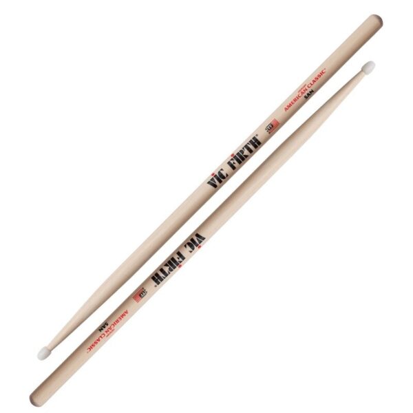 Vic Firth 5AN American Classic® 5A Nylon Tip - būgnų lazdelės, hickory, vidutinio storio, nylon galvutė