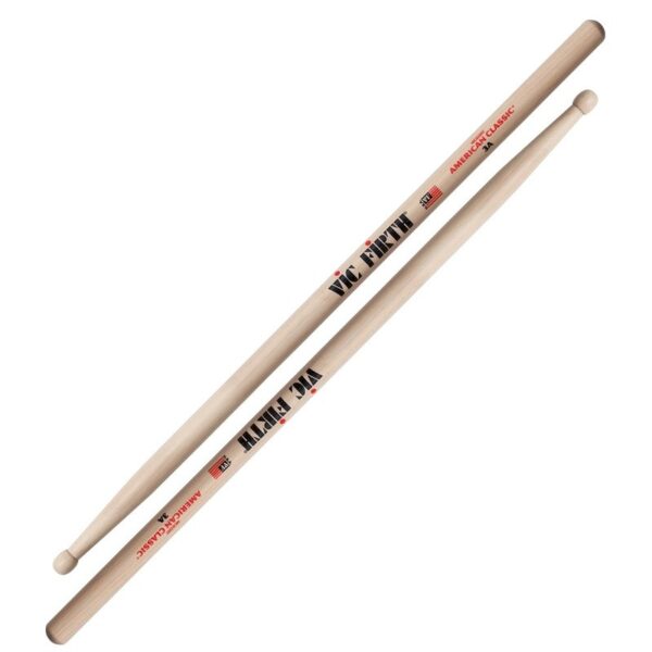 Vic Firth 3A American Classic® 3A Wood Tip - būgnų lazdelės, hickory, barrel tip