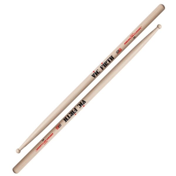 Vic Firth F1 American Classic® būgnų lazdelės, hickory, apvalus galas, trumpas taperis