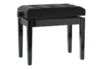 GEWA Deluxe Leather Black, Highgloss - pianino suoliukas, Black cover made of artificial leather