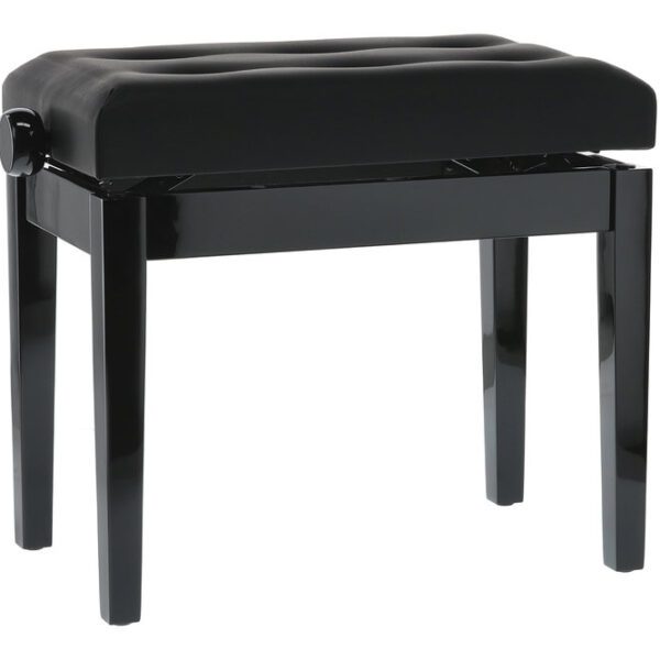 GEWA Deluxe Leather Black, Highgloss - pianino suoliukas, Black cover made of artificial leather