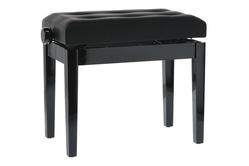 138327.jpg GEWA Deluxe Leather Black, Highgloss - pianino suoliukas, Black cover made of artificial leather - Image 1