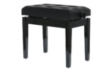 GEWA Deluxe Leather Black, Highgloss - pianino suoliukas, Black cover made of artificial leather - Image 3